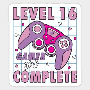 16th Birthday Level 16 Complete Gamer Girl Sticker